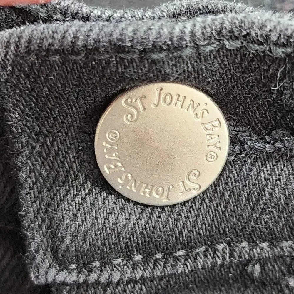 Vintage St Johns Bay Jeans Womens 10P PETITE Black‎ High Rise Straight Stretch